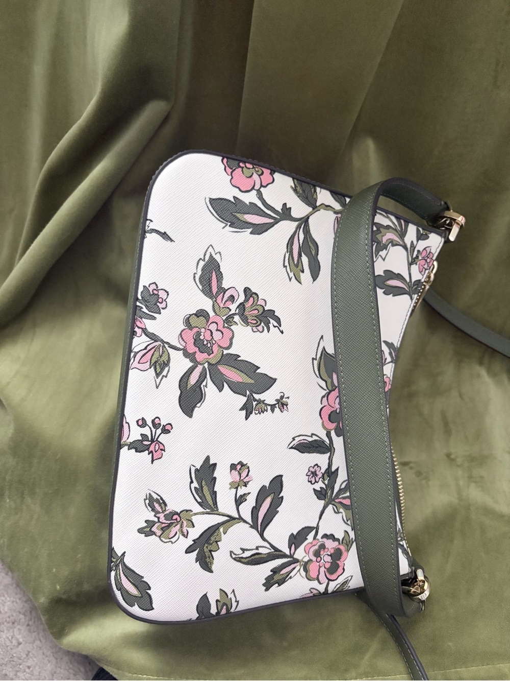 kate spade White Floral Shoulder Bag with Pink and Green Accents - Picture 3 of 7